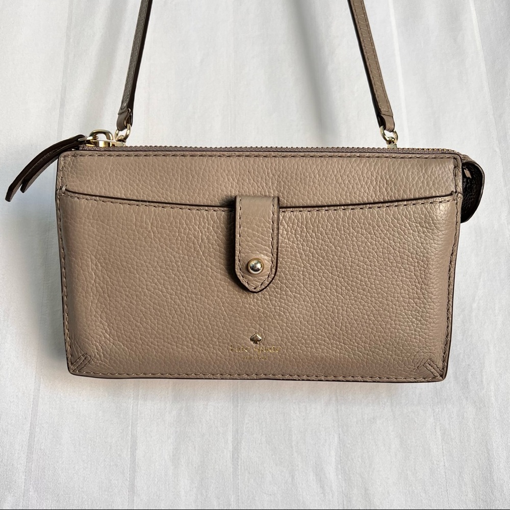 Kate Spade Jackson Small Tab Crossbody, taupe/gray - Picture 4 of 11